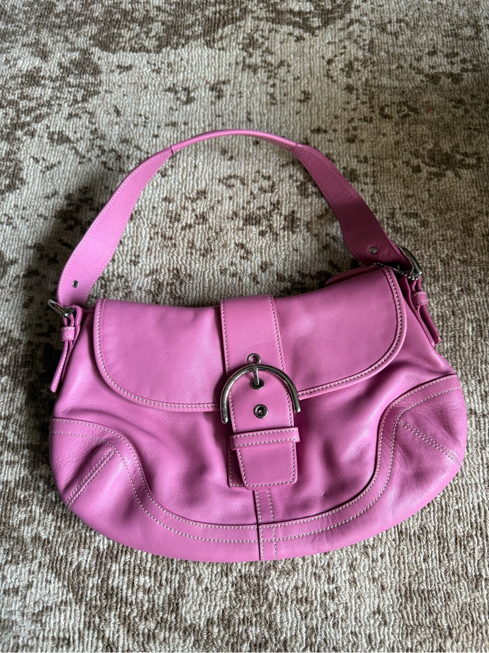 Coach Pink Leather Buckle Shoulder Bag